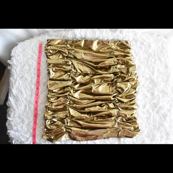 Milk & Honey Stretchy Gold Ruched Sheer Skirt - Picture 5 of 6